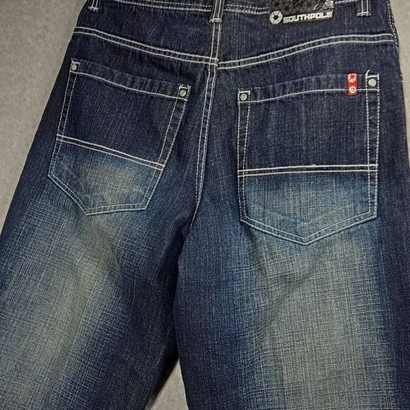 Men’s 32x34 Southpole Wide Leg Red Tab 3180 Jeans Vintage Y2K Blue Grunge Baggy - Picture 7 of 12